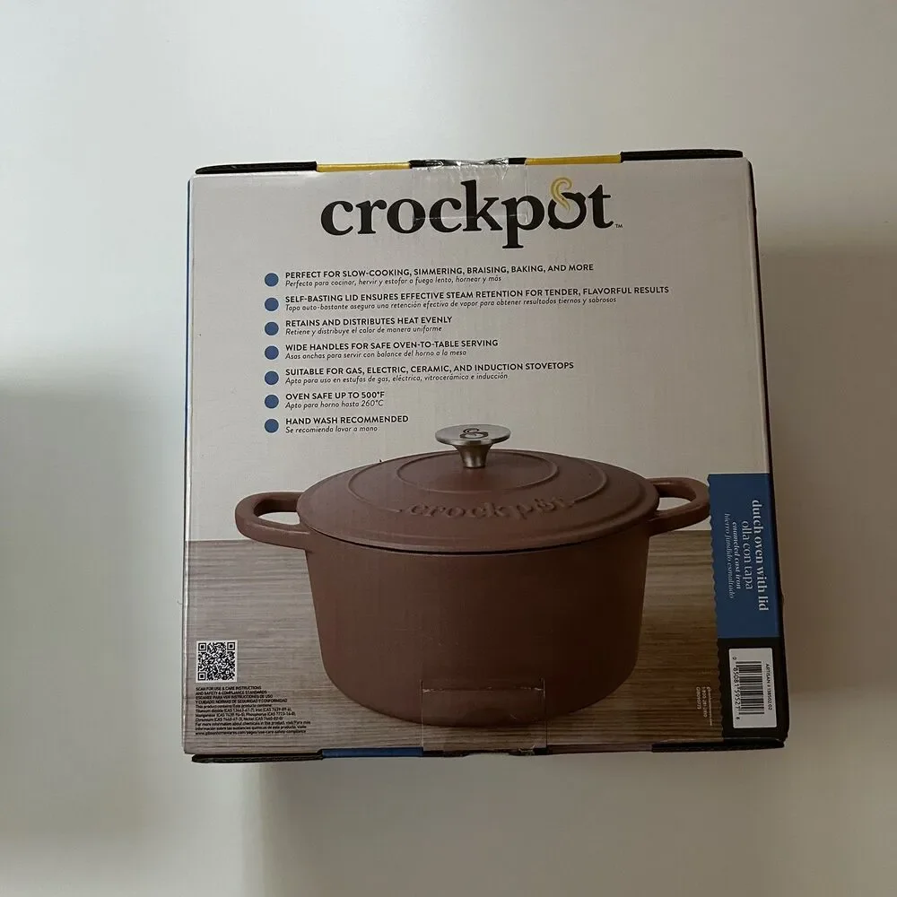 Pink Dutch Oven Crockpot 5 Qt Enameled Cast Iron Dutch Oven in Matte Dusty Pink
